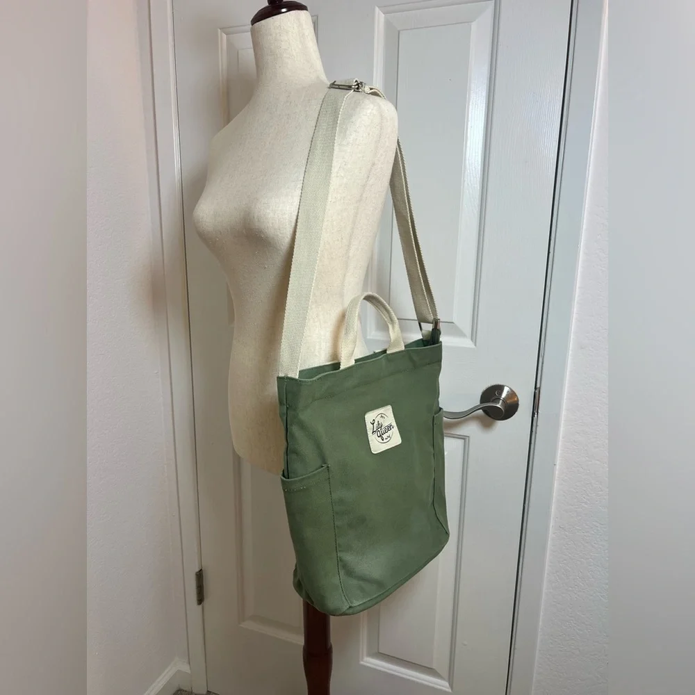 Lily Queen Canvas Bag Crossbody with Handles Olive Green‎